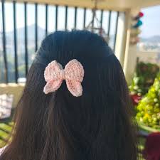 Blush Bloom Crochet Bow Clip 🌸