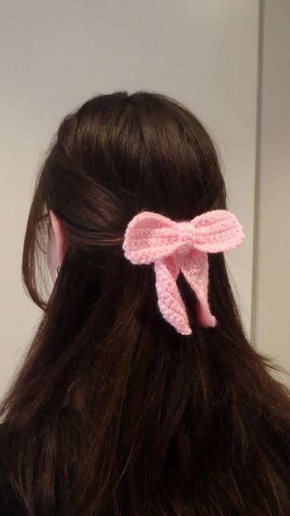 Blush Bloom Crochet Bow Clip 🌸
